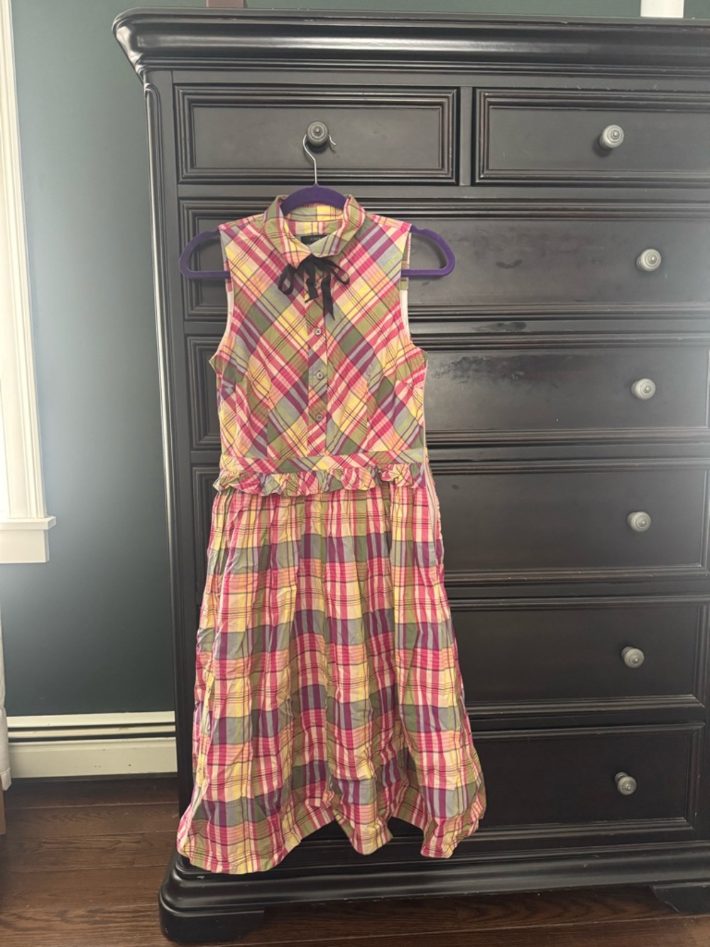 J. Crew Pink, Yellow & Green Plaid Dress